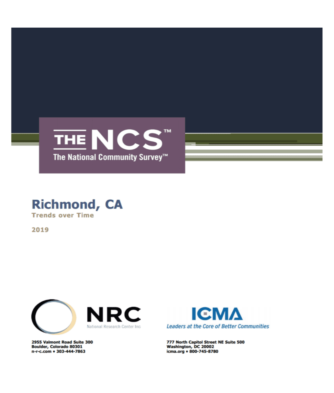 Webpage with multiple National Community Survey's in Richmond, over time.