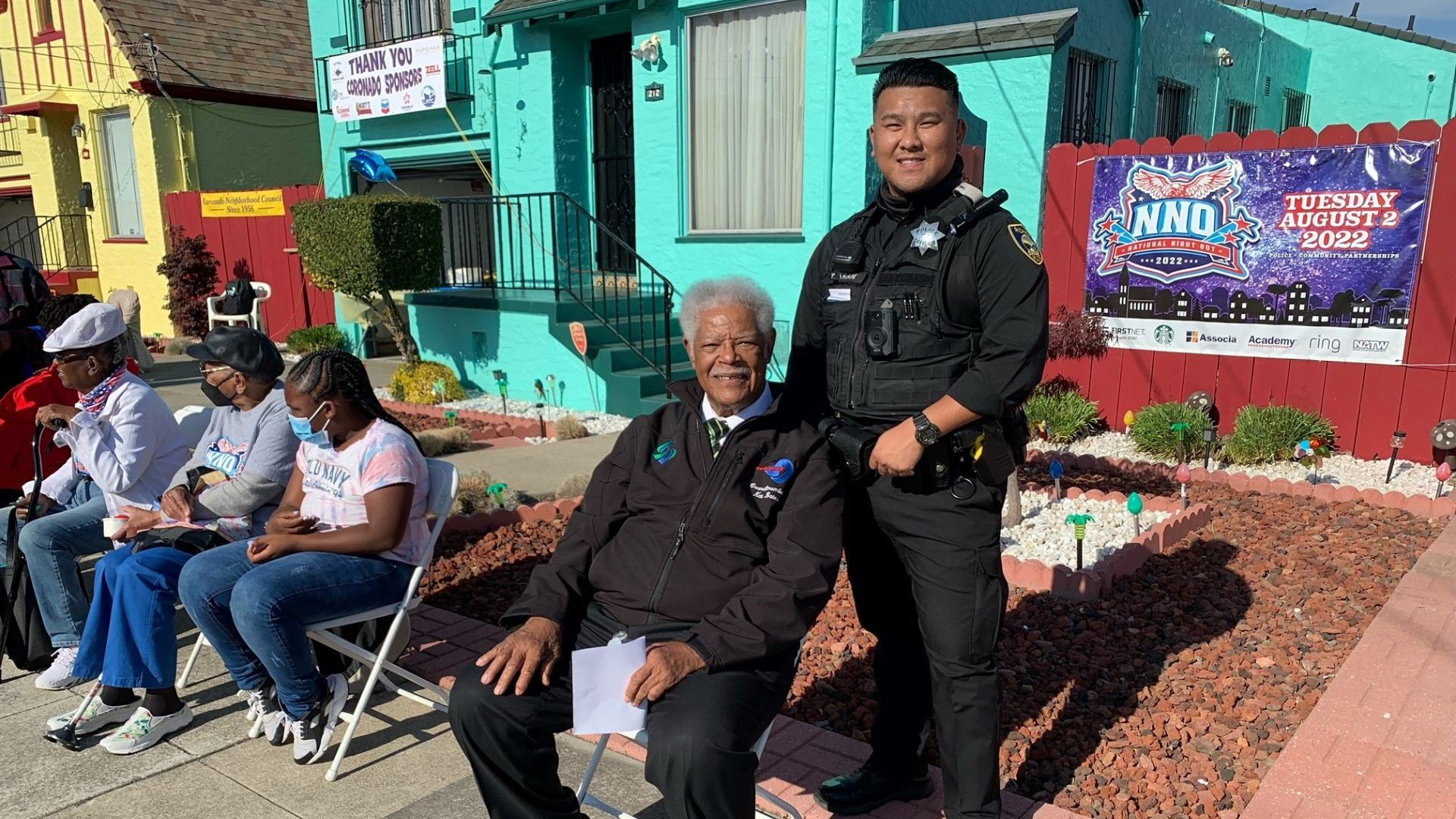 Councilmember Bates with a police officer