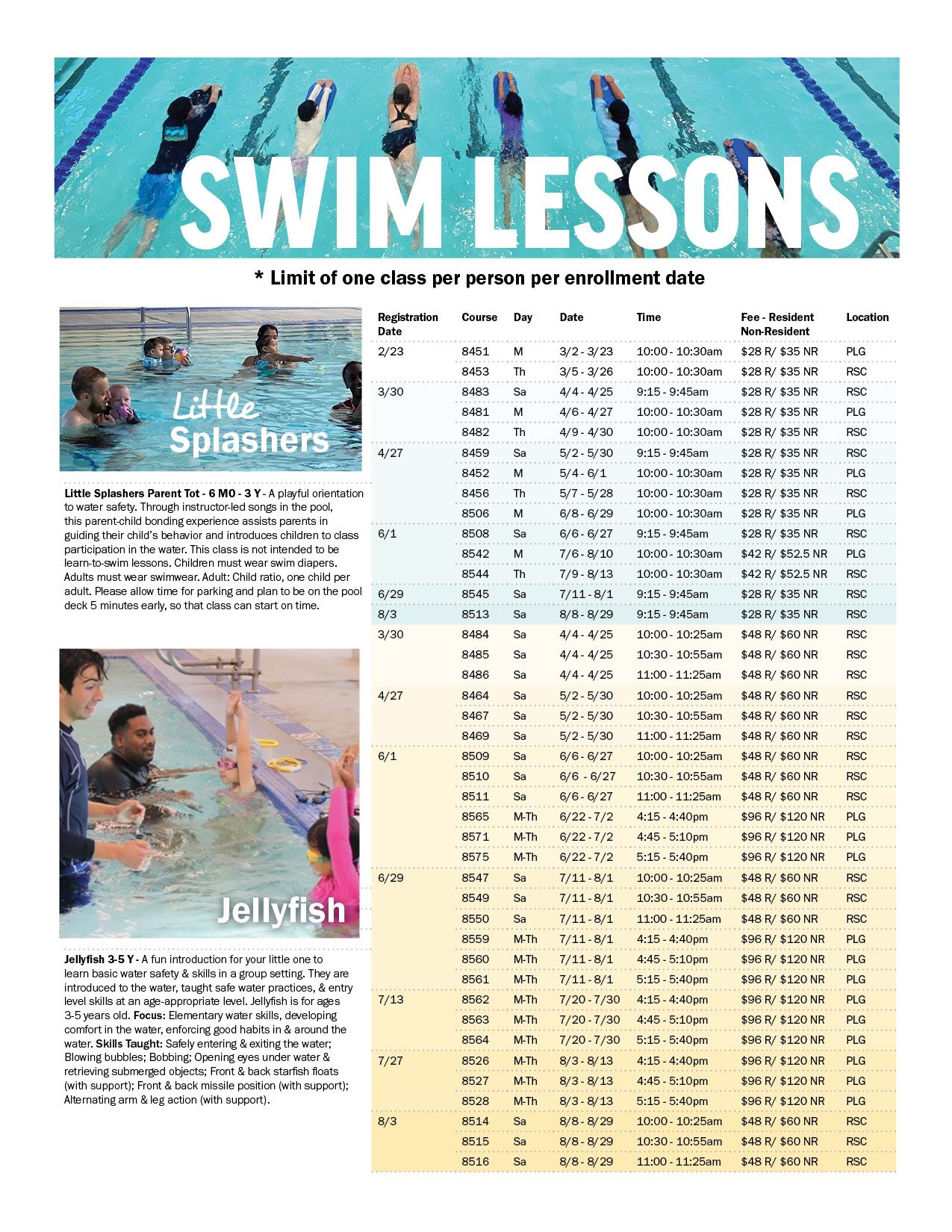 Aquatics swimming lessons - Page 1
