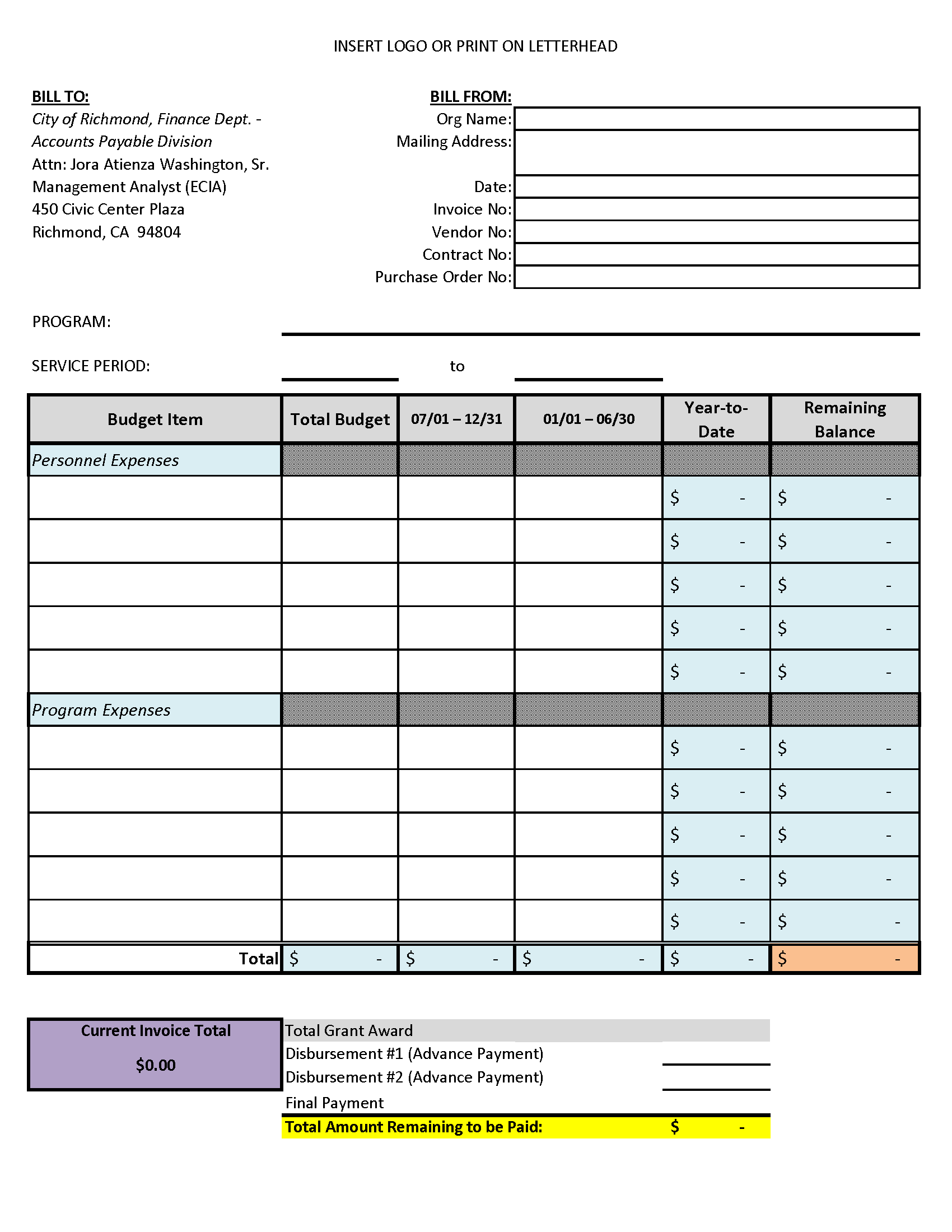NEW 2026 Invoice Template for Reimbursement