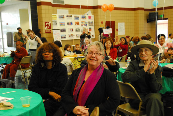 2009 Barbara Bechnel with Mayor McLaughlin & Betty Soskin seated at table
