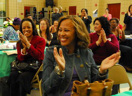Women enjoying themselves and clapping