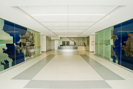Photo of the City Hall's Lobby With Architectural Art Glass