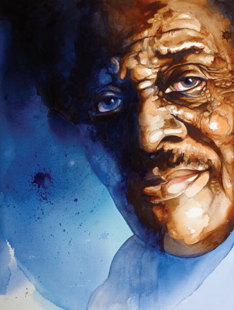 Painting of Jimmy McCracklin in Watercolor