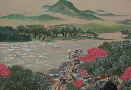 Watercolor Painting of Village Scenes