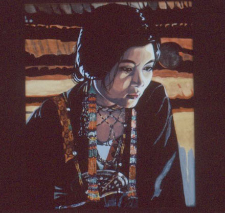 Gouache Photo on Board of a Philipino Woman 