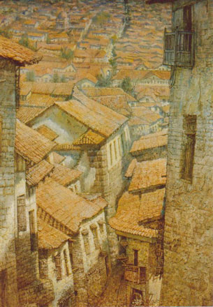 Painting of A Town's Houses 