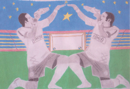 Drawing of Two Soccer Players